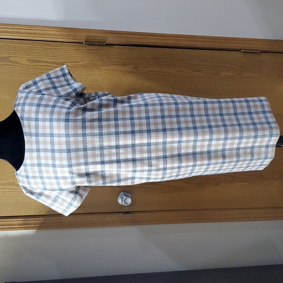 J Jill plaid short sleeve comfort dress grey tan - Picture 1 of 6